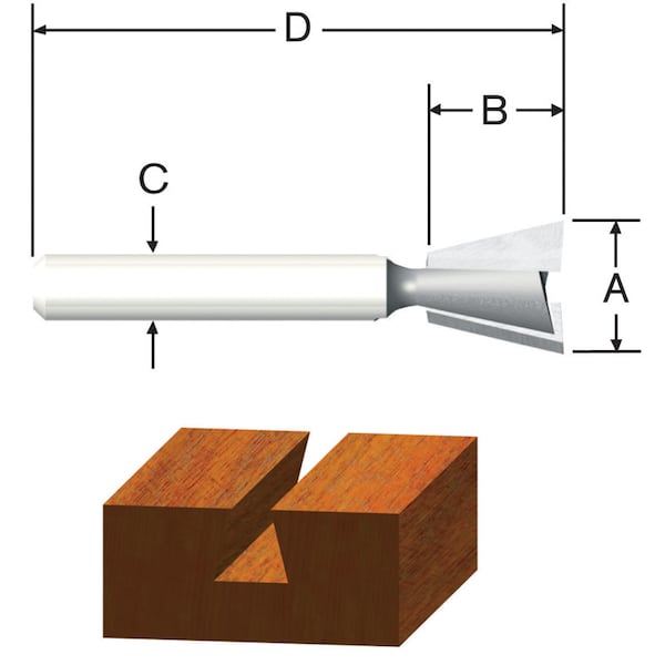 Vermont American 9/16 in. D X 9/16 in. X 2-9/16 in. L Carbide Tipped Dovetail Router Bit 23115 - main